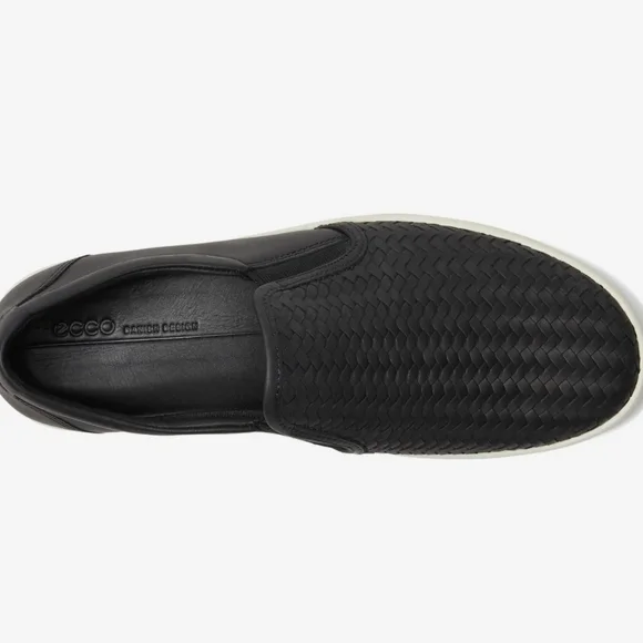 Ecco $175 soft Black woven Cow Leather cushioned slip-on loafers shoes - Picture 7 of 11
